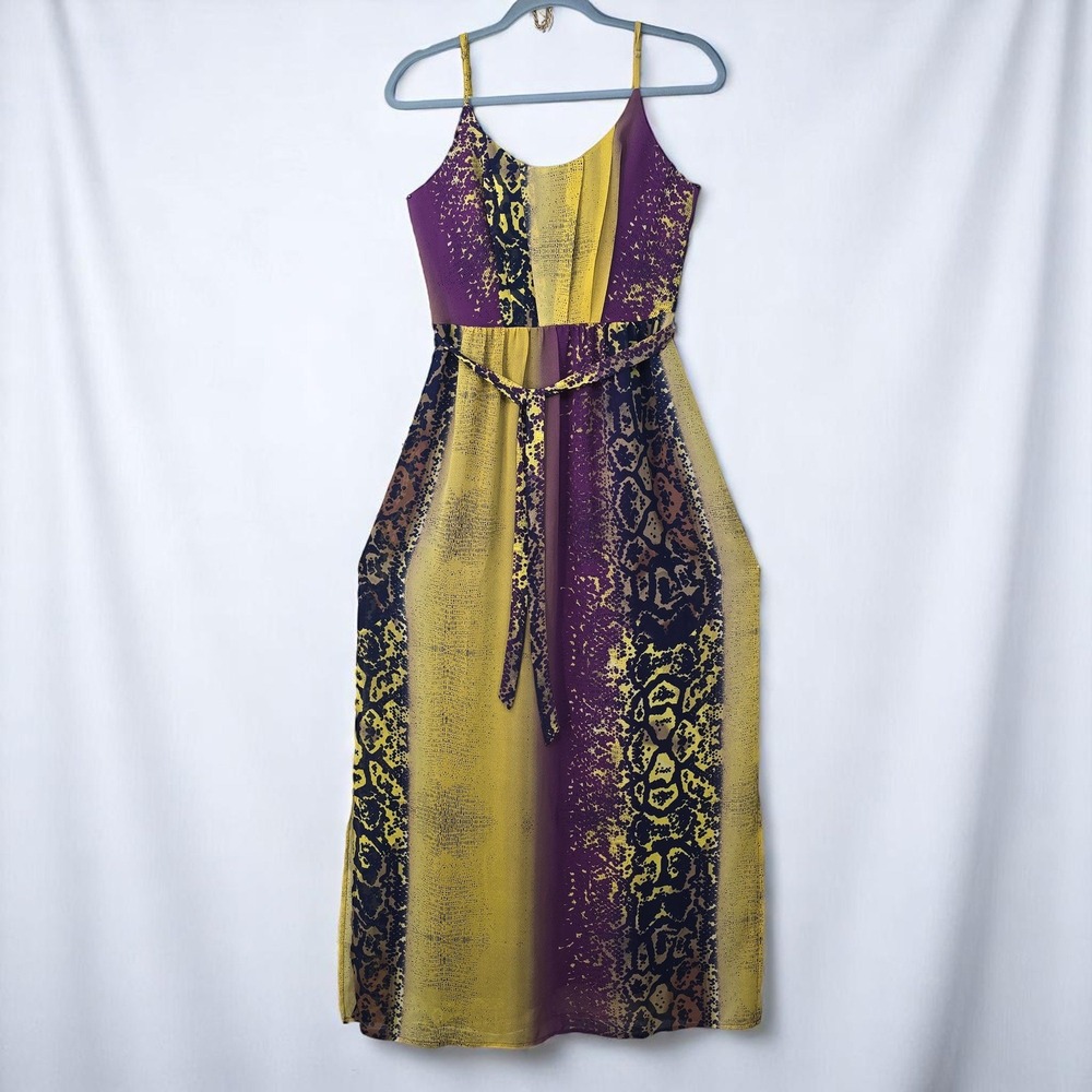 Charlie Jade Maxi Dress Woman XS Snakeskin Artsy Print Sleeveless Babydoll Lined